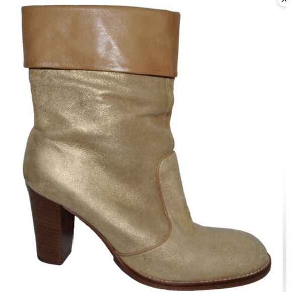 KENNETH COLE New York Smooth Grove Shimmery Gold Leather Mid Ankle Boots 9.5 - Picture 11 of 11
